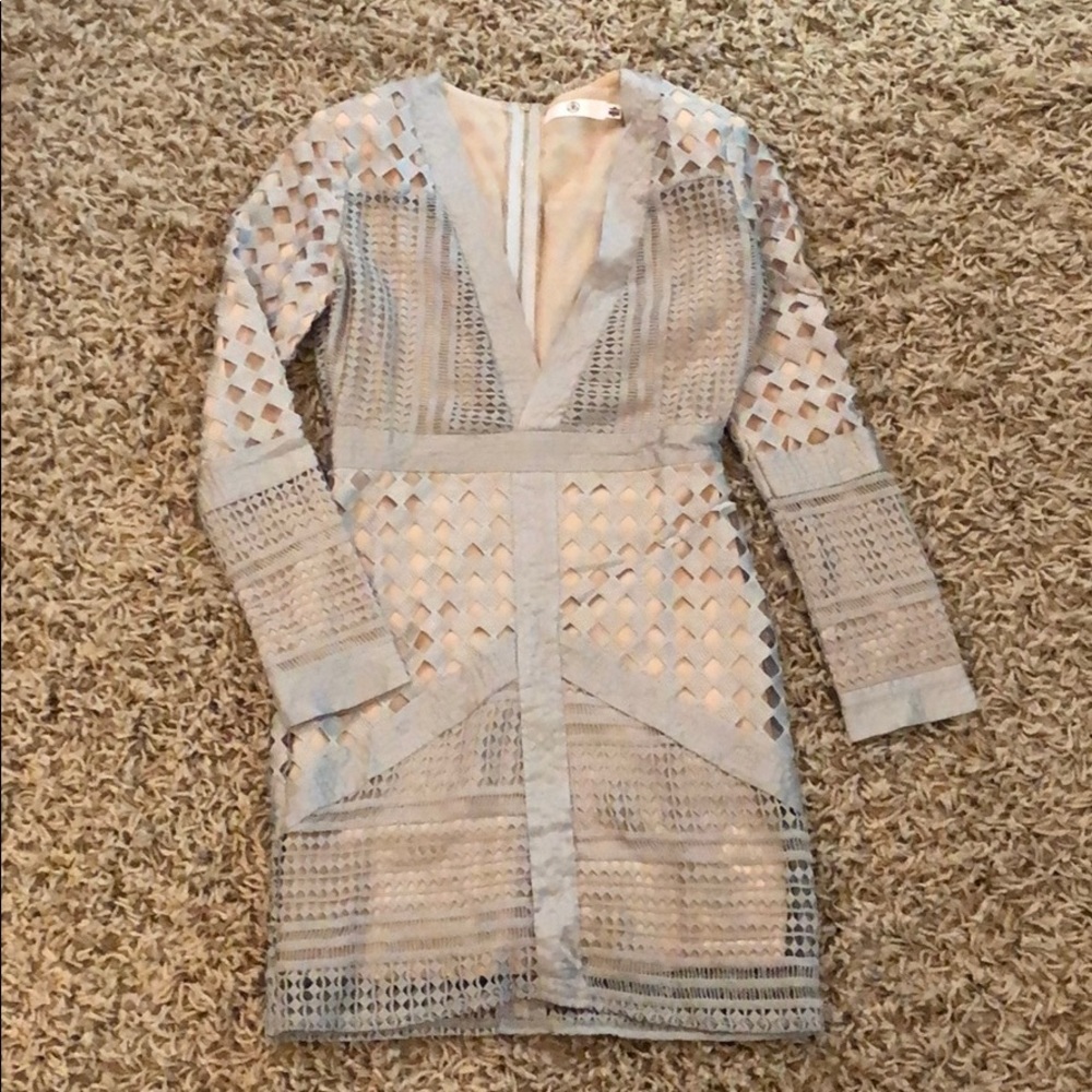 Missguided gray lace plunge dress